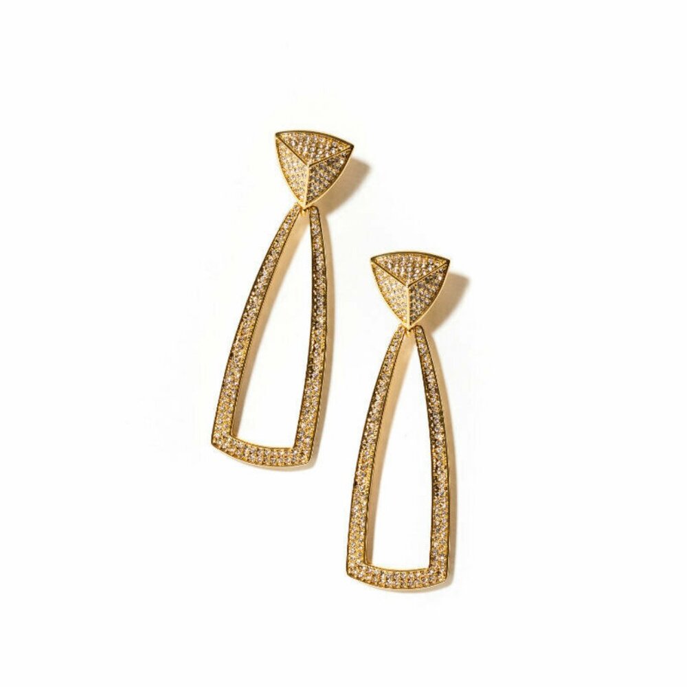 $115 House of Harlow 1960 Mesa Door Knocker Earrings Rachel Zoe Box Style Gold